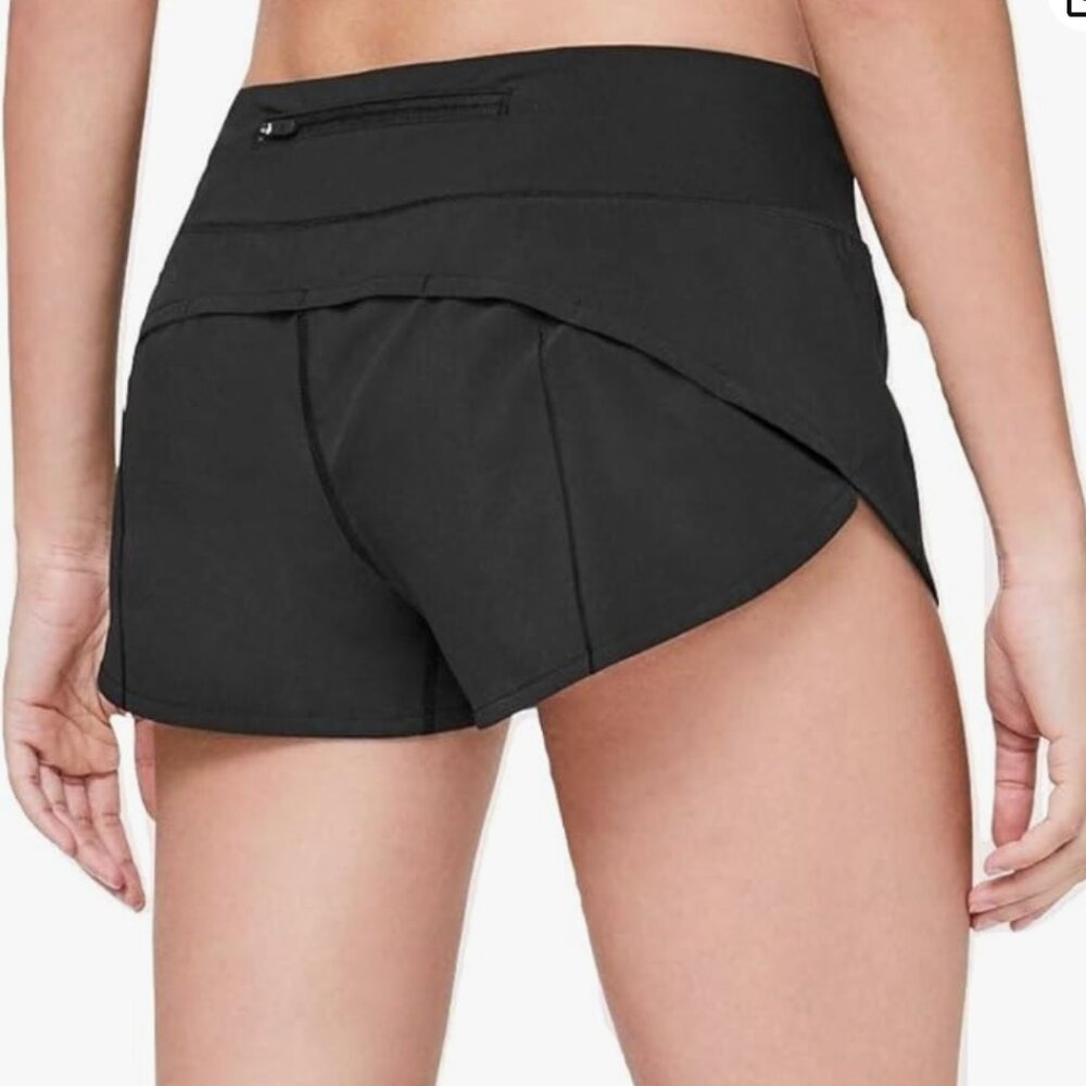 Lululemon Black Run Speed Short Lined 4-Inch Running Shorts, Sz 10